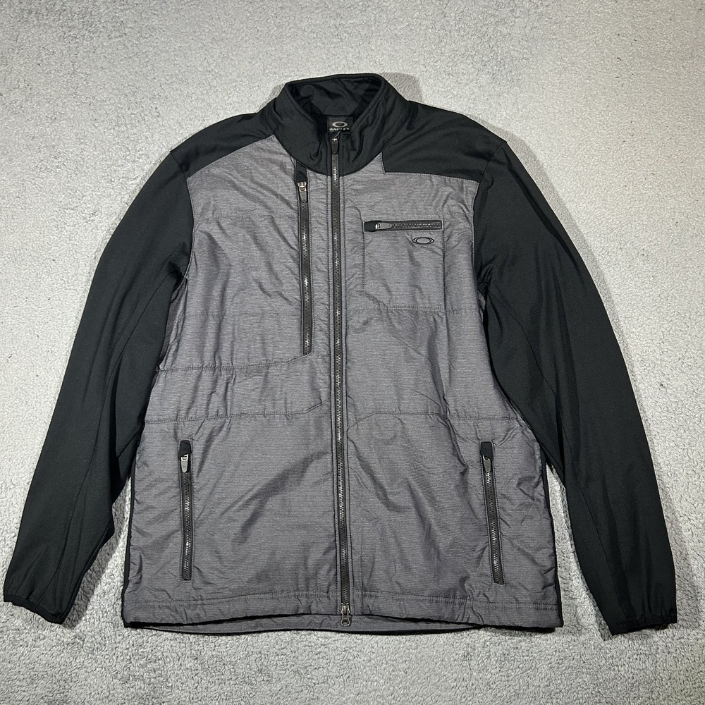 Y2k Oakley Mens Gray Black Full Zip Jacket Coat Size XL #4068